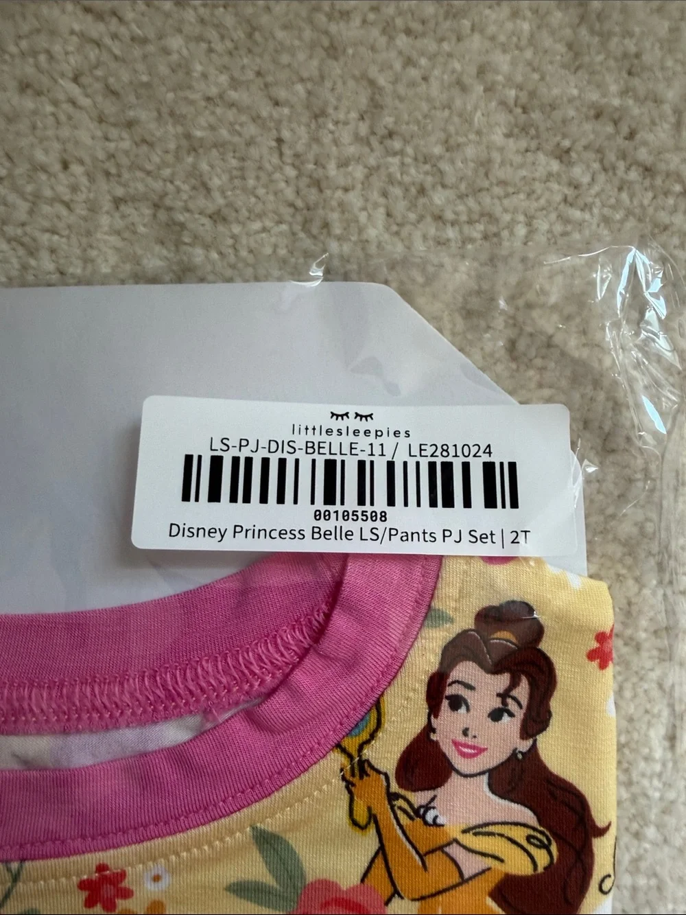 NIB Little Sleepies Princess Belle Long Sleeve Jammies 2T